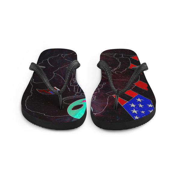 Renerded Space Alien Astronaut Flip Flops