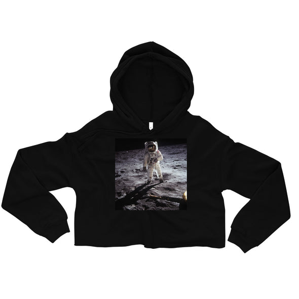 Renerded Astronaut Moon Crop Top Hoodie