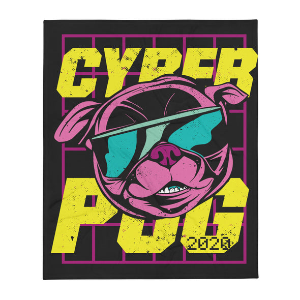 Renerded Pug Cyber Out Throw Blanket