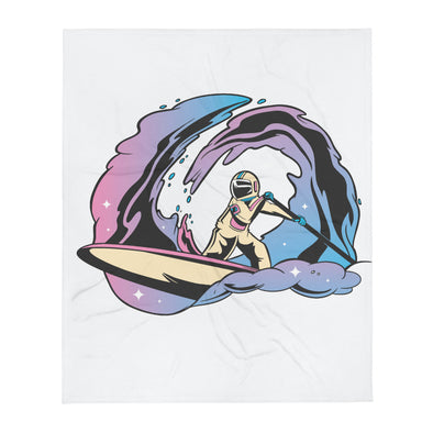 Renerded Surfing Space Astronaut Throw Blanket