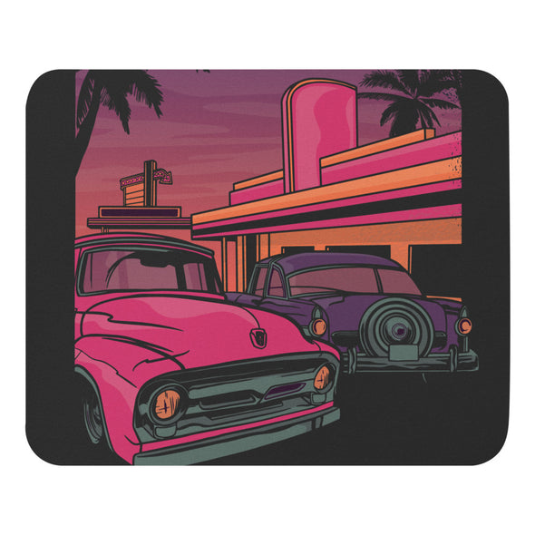 Renerded Retro Car Scene Mouse Pad