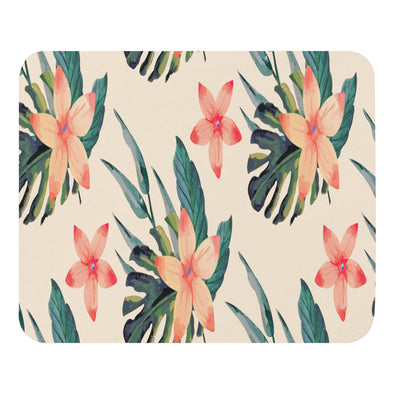 Renerded Pink Floral Pattern Mouse Pad