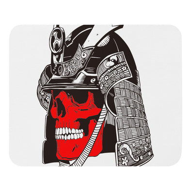 Renerded Red Face Samurai Skeleton Mouse Pad