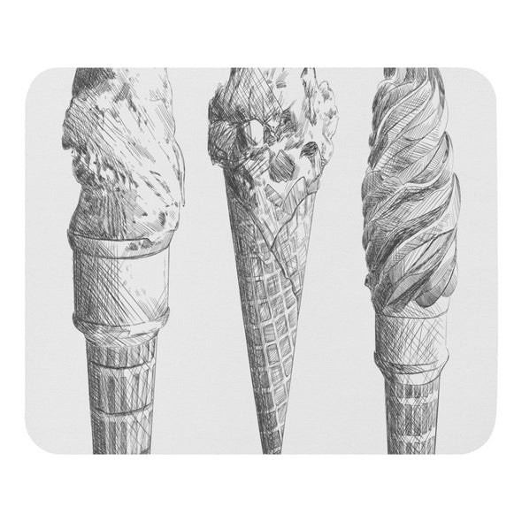 Renerded Ice Cream Cone Sketch Mouse Pad