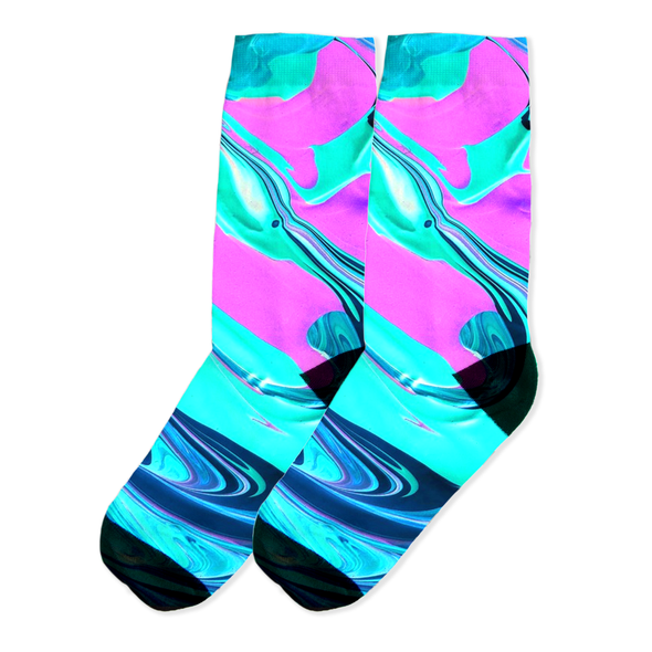 Renerded Abstract Blue and Pink Socks