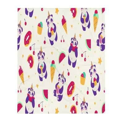 Renerded Panda Ice Cream Birthday Party Pattern Throw Blanket