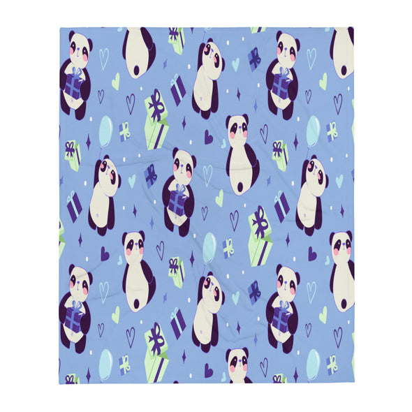 Renerded Panda Birthday Pattern Throw Blanket