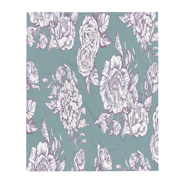 Renerded Artistic Floral Pattern Throw Blanket