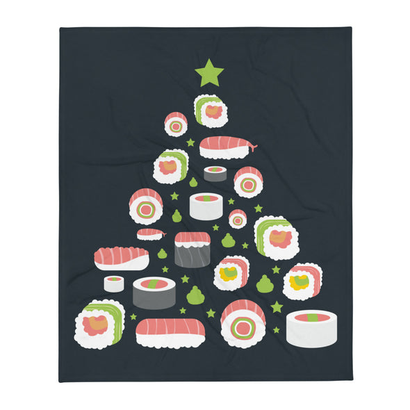 Renerded Sushi Christmas Tree Throw Blanket