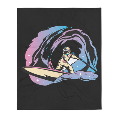 Renerded Surfing Astronaut Throw Blanket