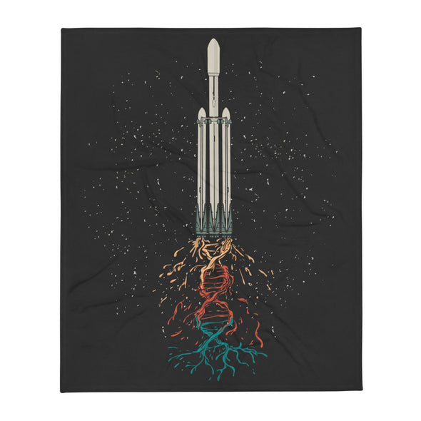 Renerded Space Ship Launch Throw Blanket