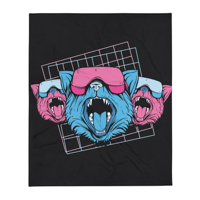 Renerded Three VR Cats Throw Blanket