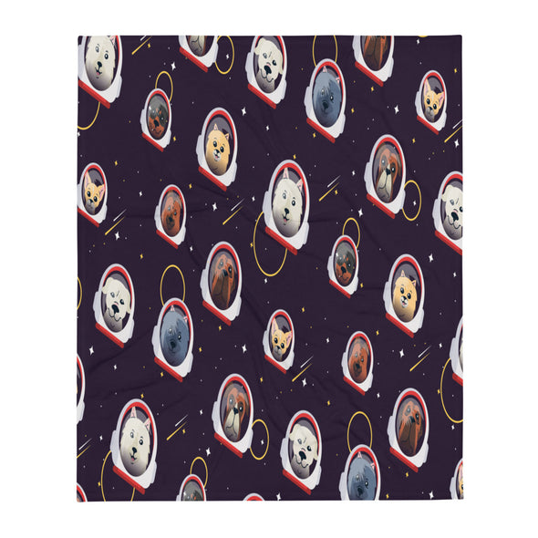 Renerded Dog Astronaut Pattern Throw Blanket