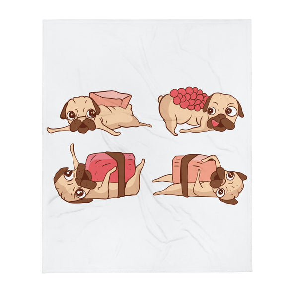 Renerded Sushi Pug Throw Blanket