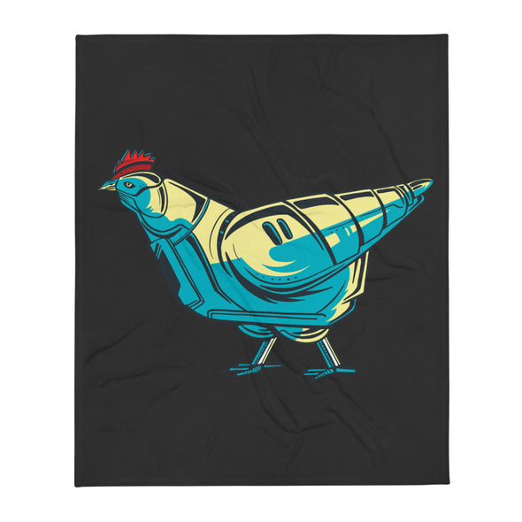 Renerded Chicken Robot Throw Blanket