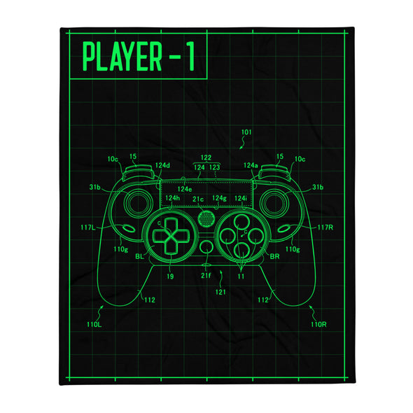 Renerded Player Controller Grid Throw Blanket