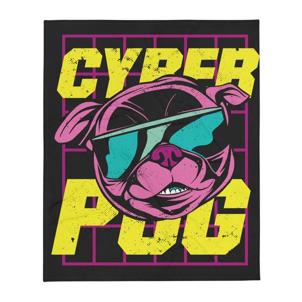 Renerded Cyber Pug Throw Blanket