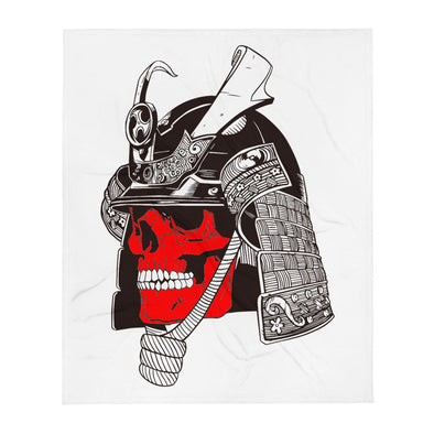 Renerded Red Face Samurai Skeleton Amzn Throw Blanket