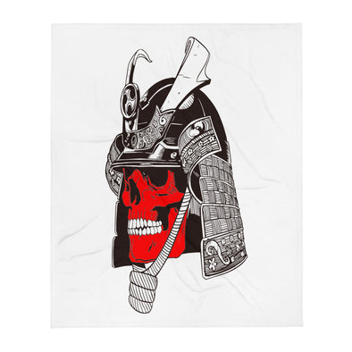 Renerded Red Face Samurai Skeleton Amzn Throw Blanket