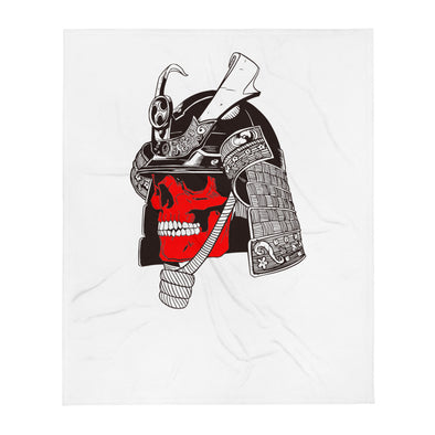 Renerded Red Face Samurai Skeleton Amzn Throw Blanket