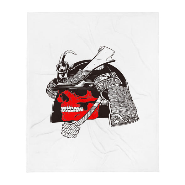 Renerded Red Face Samurai Skeleton Amzn Throw Blanket