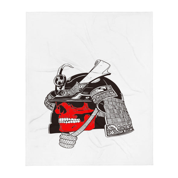 Renerded Red Face Samurai Skeleton Amzn Throw Blanket