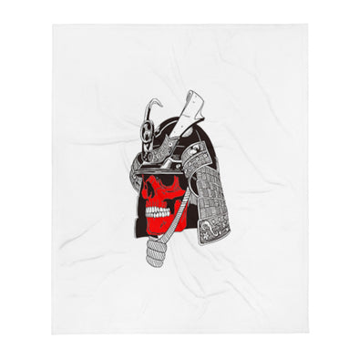 Renerded Red Face Samurai Skeleton Amzn Throw Blanket