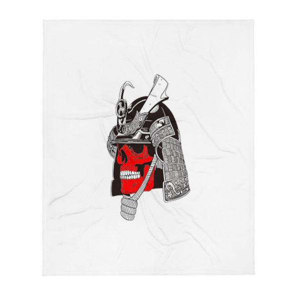 Renerded Red Face Samurai Skeleton Amzn Throw Blanket