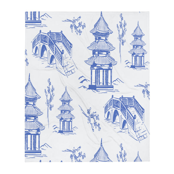 Renerded ChineseGardenPattern TP Throw Blanket